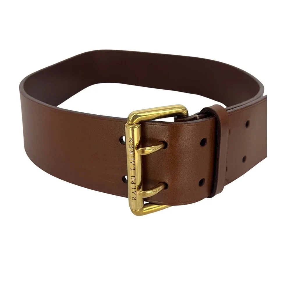 Ralph Lauren Collection Leather Double-Prong Belt Brown Size S
